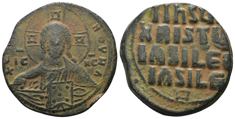 Basil II). AE Follis AD. 976-1025. Constantinople. Artificial sandpatina. Weight...