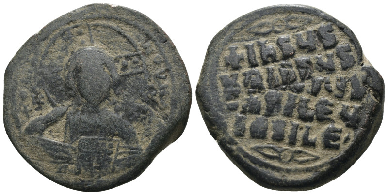 Basil II. and Constantine VIII. (1020-1028 AD). Follis. Constantinople. Obv: bus...