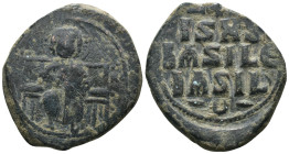 Basil II. and Constantine VIII. (1020-1028 AD). Follis. Constantinople. Obv: bust of Christ facing holding book. Rev: legend in four lines. Weight 12,...