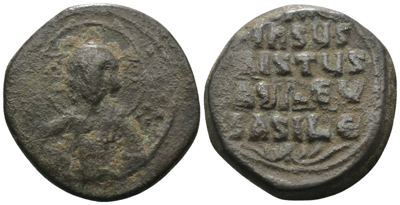 Basil II. and Constantine VIII. (1020-1028 AD). Follis. Constantinople. Obv: bus...