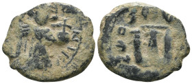 Constans II. (641-668 AD). Follis. Obv: Constans II. standing facing. Rev: M. artificial sandpatina. Weight 4,27 gr - Diameter 20 mm
