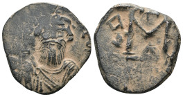 Constans II. (641-668 AD). Follis. Obv: cuirassed bust of Constans II. facing. Rev: M. Weight 2,45 gr - Diameter 19 mm