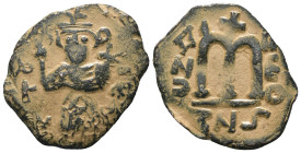 Constans II. A.D. 641-668. AE follis. Constantinople mint, A.D. 652/3. artificial sandpatina. Weight 3,60 gr - Diameter 22 mm