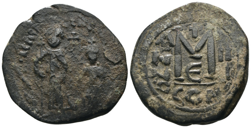 Heraclius and Heraclius Constantine. (610-641 AD) Æ Follis. Constantinople. Obv:...