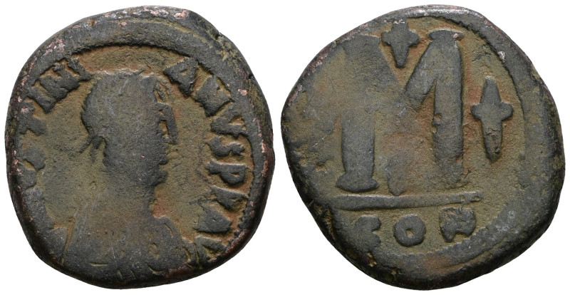 JUSTINIANUS I, 527-565 Mint of Constantinopolis Ae-Folli.. Artificial sandpatina...