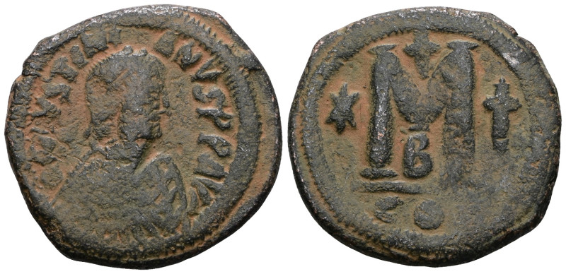 JUSTINIANUS I, 527-565 Mint of Constantinopolis Ae-Follis. Artificial sandpatina...