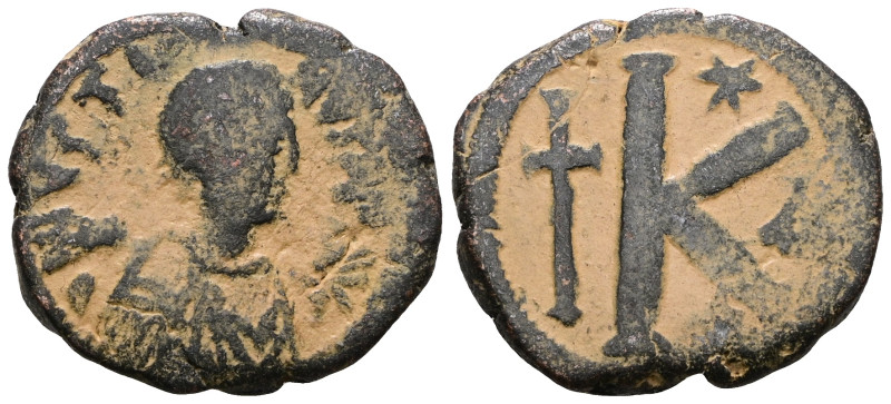 JUSTINUS I, 518-527 Mint of Thessalonica Ae- half follis 518-522. Artificial san...