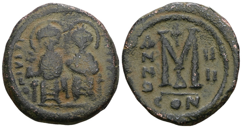 Justin II, with Sophia, AE. Constantinople.. artificial sandpatina. Weight 11,11...