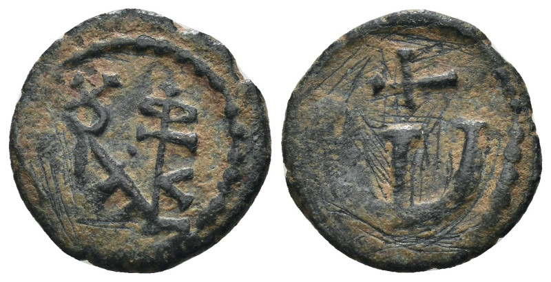 Justin II. 565-578. Æ Pentanummium . Cyzicus mint. . artificial sandpatina.Weigh...