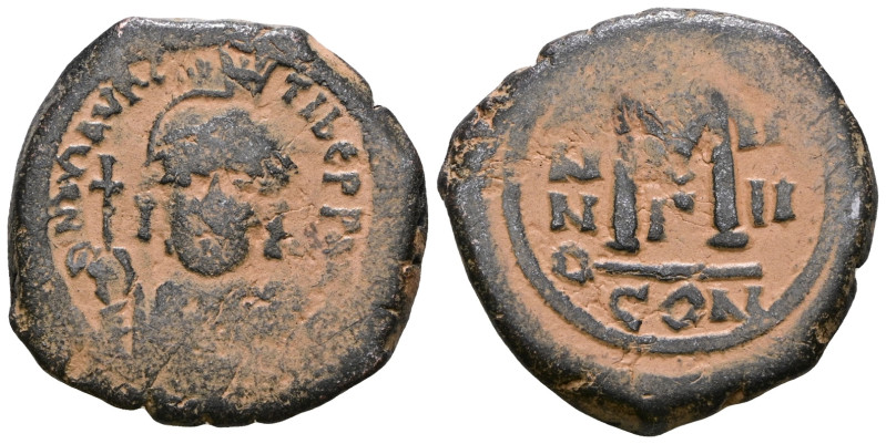 Maurice Tıberius, AE, Follis. (Bronze.. Artificial sandpatina.Weight 11,35 gr - ...