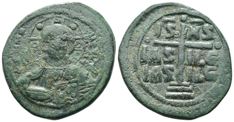 Romanos III. Argyros. (1028-1034 AD). Follis. Constantinople. Obv: bust of Chris...