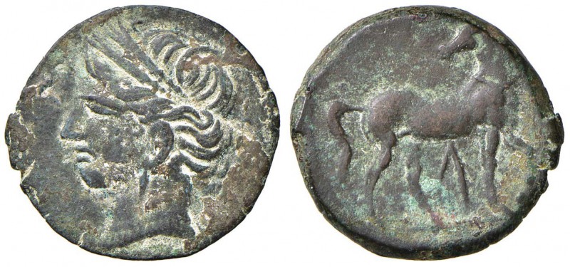 SARDEGNA Monetazione sardo-puniche - AE (300-264 a.C.) Testa di Kore a s. - R/ C...
