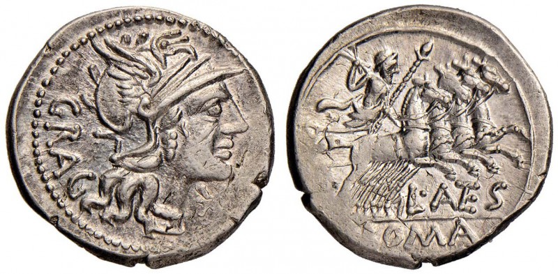 Antestia – L. Antestius Gragulus - Denario (136 a.C.) Testa di Roma a d. - R/ Gi...