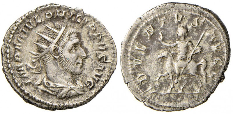 Filippo I (244-249) Antoniniano – Busto radiato a d. - R/ ADVENTVS AVGG, l’imper...