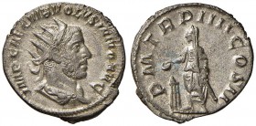 Volusiano (251-253) Antoniniano - Busto radiato a d. – R/ Volusiano sacrificante a s. – RIC 141 MI (g 3,16) Con cartellino di Eugubium Studio Numismat...