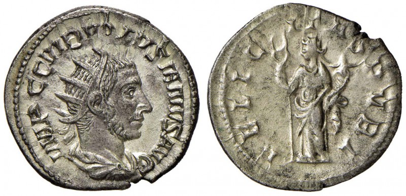 Volusiano (251-253) Antoniniano - Busto radiato a d. – R/ La Felicità stante a s...