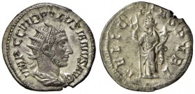 Volusiano (251-253) Antoniniano - Busto radiato a d. – R/ La Felicità stante a s. – RIC 205 AG (g 3,34) Con cartellino Rauch
SPL