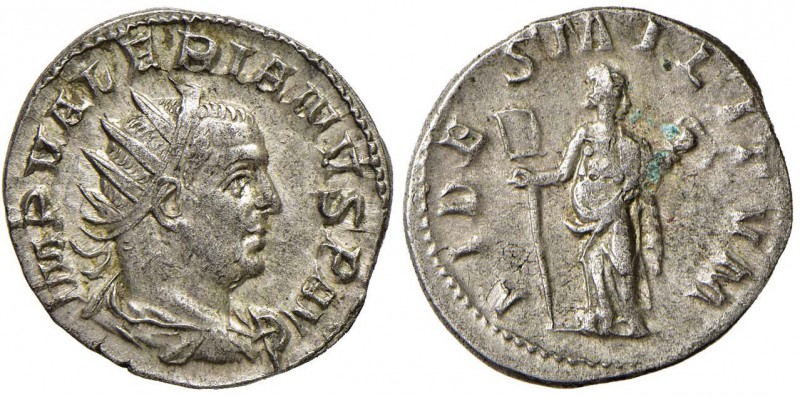 Valeriano (253-260) Antoniniano (Viminacium) Busto radiato a d. - R/ La Fedeltà ...