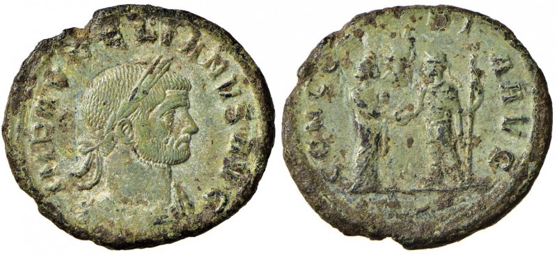 Aureliano (270-275) Asse – Busto laureato a d. - R/ La Concordia e l’imperatore ...
