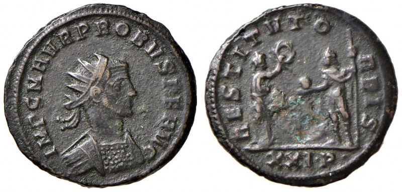 Probo (276-282) Antoniniano (Siscia) Busto radiato a d. – R/ Roma (?) offre una ...