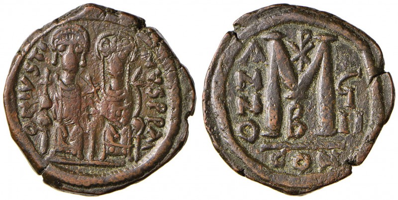 Giustino II (565-578) Follis (Costantinopoli) Gli imperatori seduti di fronte – ...