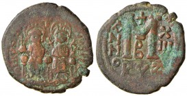 Giustino II (565-578) Follis (Nicomedia) Gli imperatori seduti di fronte - R/ Valore – Sear 369 AE (g 14,15)
BB