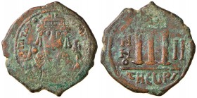 Tiberio II Costantino (578-582) Follis (Antiochia) Busto di fronte – R/ Lettera M – Sear 447 AE (g 12,80)
BB