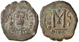 Maurizio Tiberio (582-602) Follis (Nicomedia) Busto diademato di fronte - R/ Valore – Sear 512 AE (g 11,53)
BB