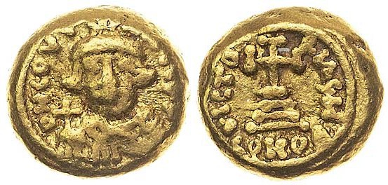 Costante II (641-668) Solido (Cartagine) Busto diademato di fronte - R/ Croce po...