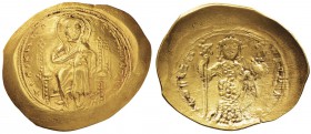 Costantino X (1059-1067) Histamenon nomisma – Cristo seduto di fronte - R/ L’imperatore stante di fronte – Sear 1847 AU (g 4,33)
SPL