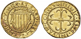 CAGLIARI Filippo V (1700-1719) Scudo d’oro 1702 – MIR 93/2 AU (g 3,18)
qFDC