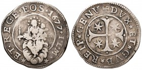 GENOVA Dogi Biennali (1528-1797) Mezzo scudo 1677 sigla I L M – MIR 297/28 AG (g 18,72)
MB