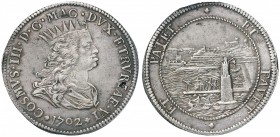 LIVORNO Cosimo III (1670-1723) Tollero 1702 – CNI 68; R.M. 13 AG (g 26,98) Screpolatura al D/ 
qSPL/SPL