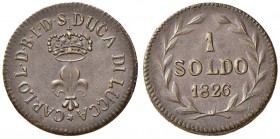 LUCCA Carlo Ludovico di Borbone (1824-1847) Soldo 1826 - Pag. 273 CU (g 3,12)
qFDC