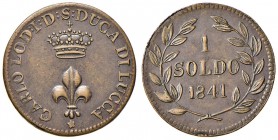 LUCCA Carlo Ludovico di Borbone (1824-1847) Soldo 1841 – Pag. 274 CU (g 3,26)
SPL+