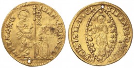 VENEZIA Giovanni II Corner (1709-1722) Zecchino – Pa. 13 AU (g 3,48) Forato, macchie 
BB+