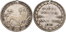 VENEZIA Paolo Renier (1779-1789) Osella 1787 A. VIII – AG (g 9,44) Forata
MB