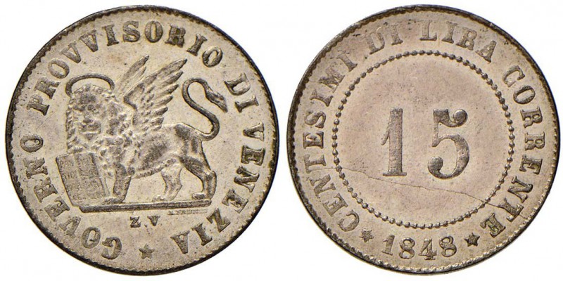 VENEZIA Governo Provvisorio (1848-1849) 15 Centesimi 1848 – Pag. 183; Mont. 93 M...