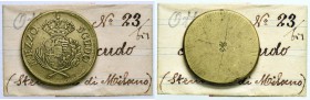 Peso monetario del Mezzo Scudo di Milano – (g 11,54) Con cartellino di vecchia raccolta
SPL