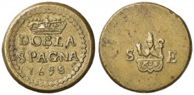 Peso di Milano della dobla di Spagna 1698 – AE (g 13,47)
BB+