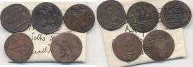 Lotto di cinque quattrini di Bologna, con cartellino di vecchia raccolta 
MB