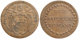 Pio VI (1774-1799) 2 Baiocchi A. XVIII – Munt. 110 CU (g 27,15) 
SPL
