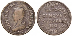 Pio VI (1775-1799) San Severino Madonnina 1797 – Munt. 403 CU (g 14,56)
BB