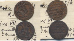 Pio VII (1800-1821) Lotto di due quattrini, con cartellino di vecchia raccolta 
qBB