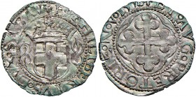 SAVOIA Emanuele Filiberto (1559-1580) Grosso 1558 (?) Aosta – MIR 529e MI (g 1,62) Schiacciature al D/
qSPL
