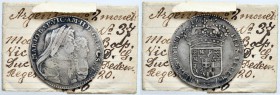 Vittorio Amedeo II (reggenza, 1675-1680) Lira 1676 – MIR 838b AG (g 5,99) Con cartellino di vecchia raccolta, graffietti al D/ 
MB/MB+