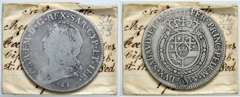 Carlo Emanuele III (1730-1773) Mezzo scudo 1765 – Nomisma 169 AG (g 17,08) Con c...