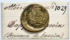 Vittorio Amedeo III (1773-1796) Peso monetario della doppia di Savoia - Ottone (g 9,14) Con cartellino di vecchia raccolta
BB+