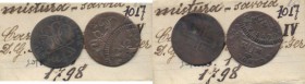Carlo Emanuele IV - Lotto di due monete, con cartellino di vecchia raccolta. Una delle due presenta una vistosa ribattitura, assai rara ed interessant...