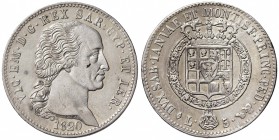 Vittorio Emanuele I (1814-1821) 5 Lire 1820 – Nomisma 519; Pag. 14 AG R Piccola screpolatura sulla guancia al D/, colpetti al bordo 
qSPL